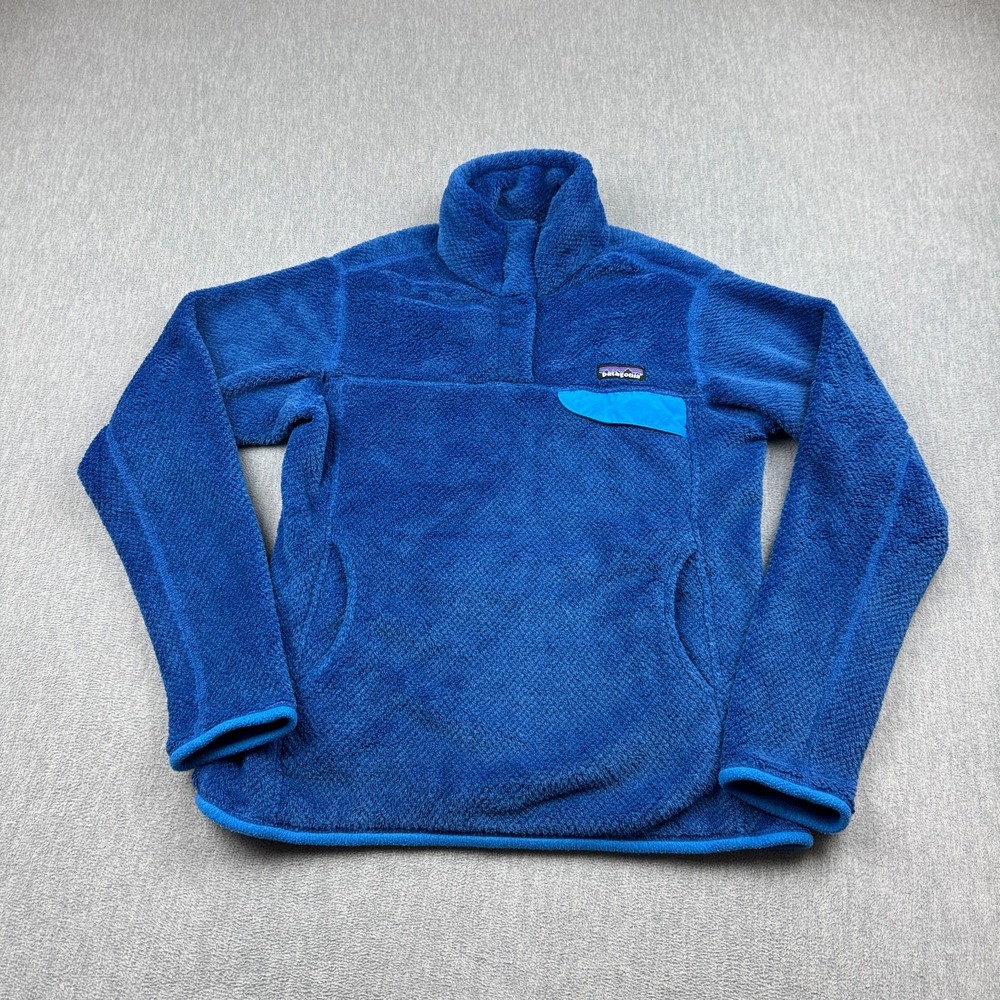Patagonia Jacket Womens Medium Blue Re-Tool Snap-T Pullover Fleece Mock 25441
